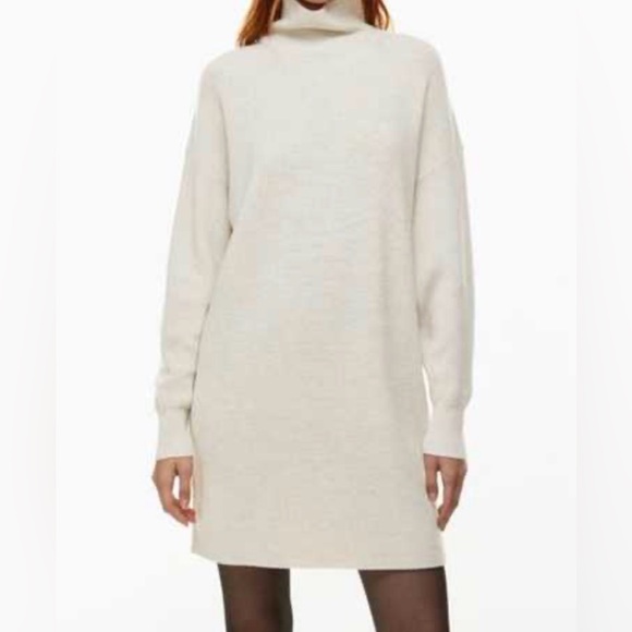 Babaton Dresses & Skirts - BABATON Cream Turtleneck Sweater Dress